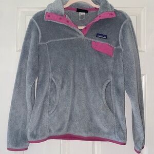Patagonia Synchilla Snap-T Fleece Pullover Gray Pink Women’s XS